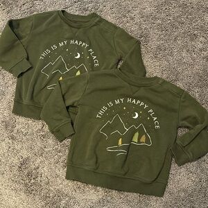 Little Co. 18m “This is my happy place” mountain sweatshirts matching twins set